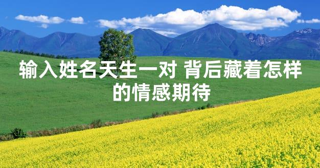 输入姓名天生一对 背后藏着怎样的情感期待